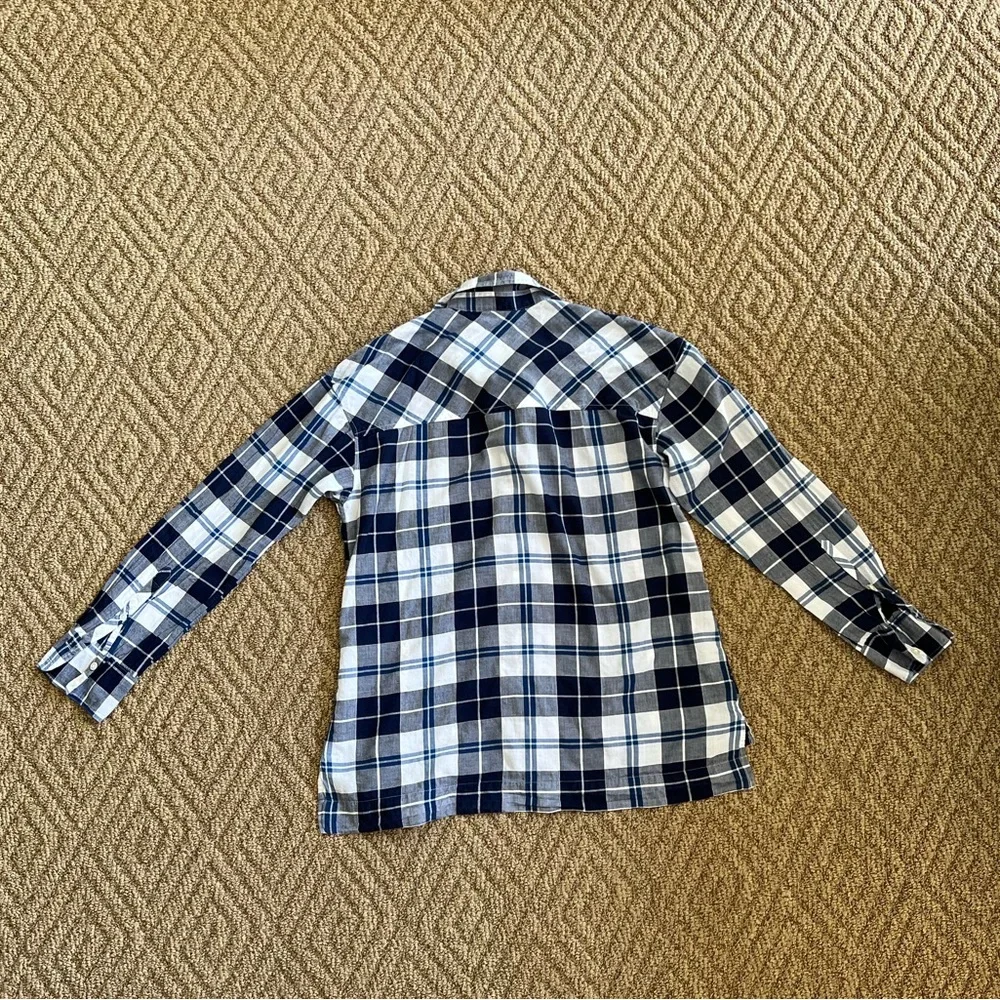 HP! 🎉💕 J.Crew Blue and White Plaid Button Down Shirt - Picture 3 of 3